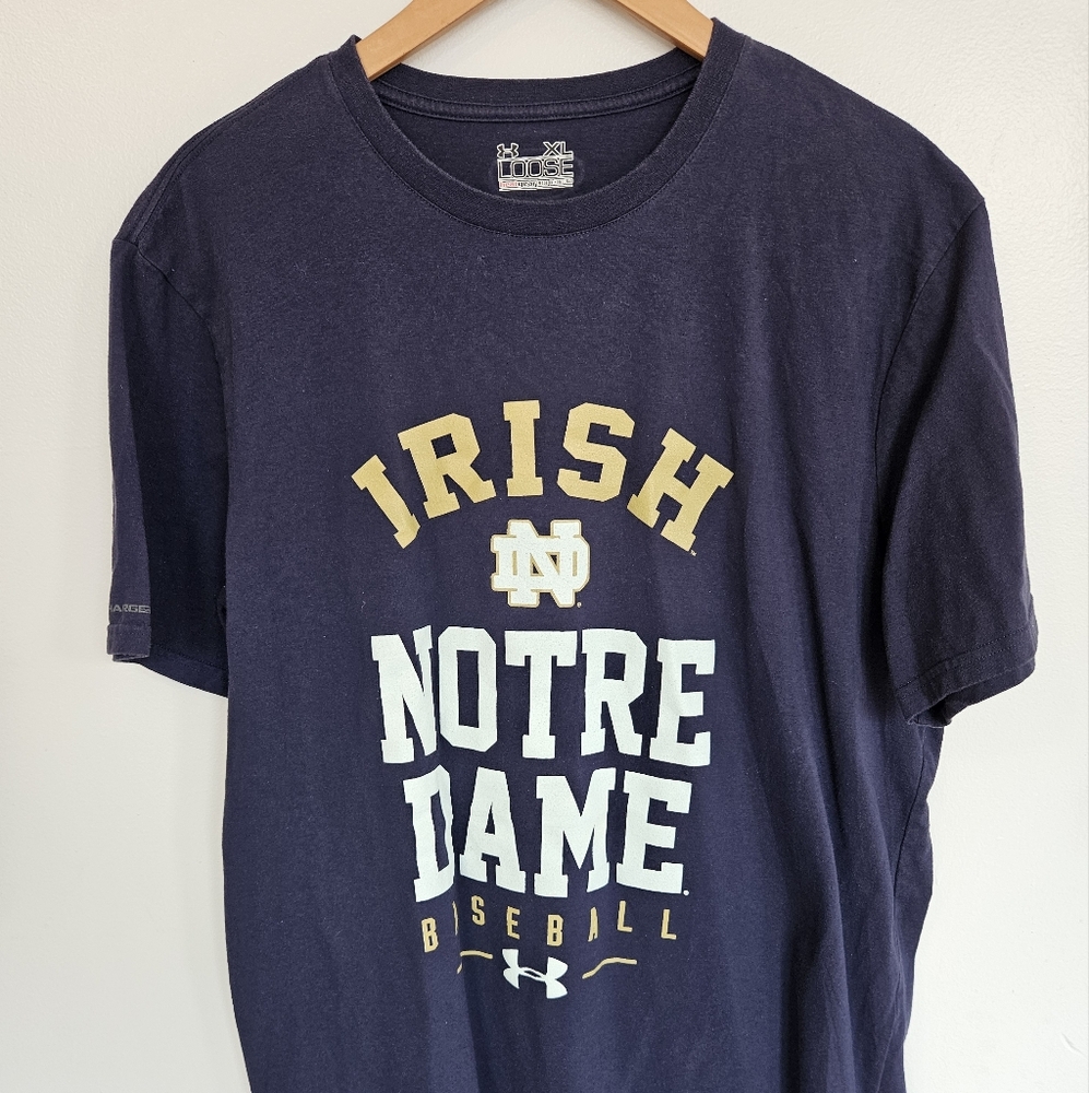 Under Armour Navy Notre Dame Short Sleeve Tee